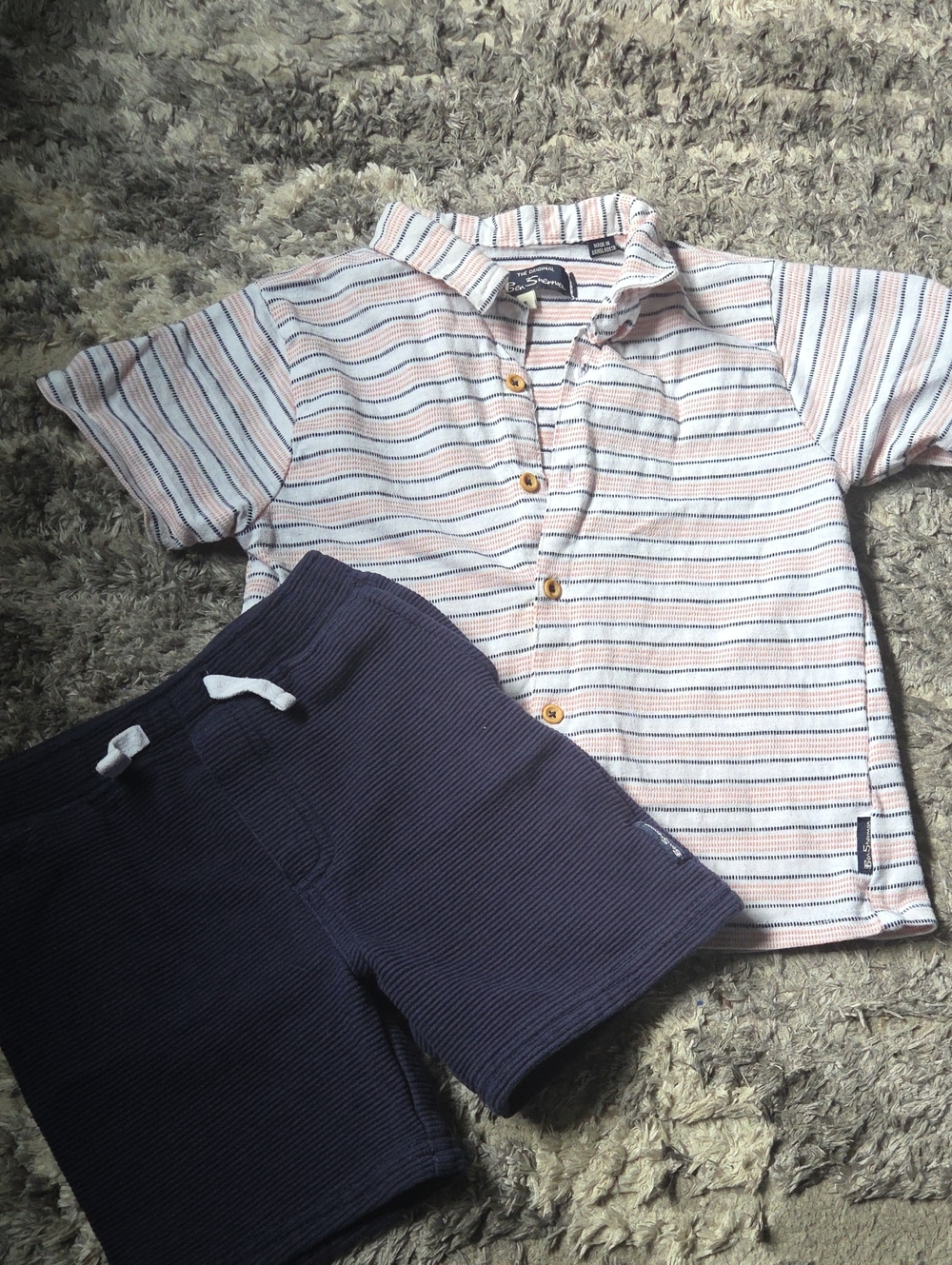 Ben Sherman Striped Button-Down Shirt in Light Pink & Blue